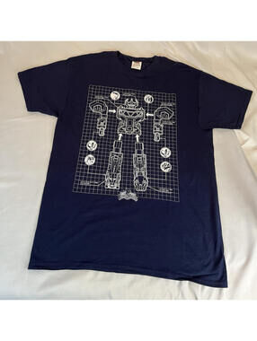 Mighty Morphin Power Rangers T-Shirt Mens Medium Megazord Diagram Schematic